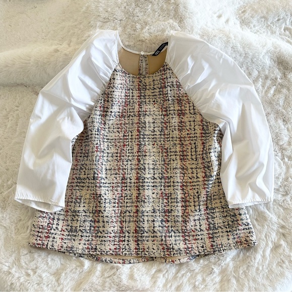 ZARA BLOUSE. Puff sleeve blouse styles for women –Sleeve Shirts & Blouses for - Picture 2 of 5